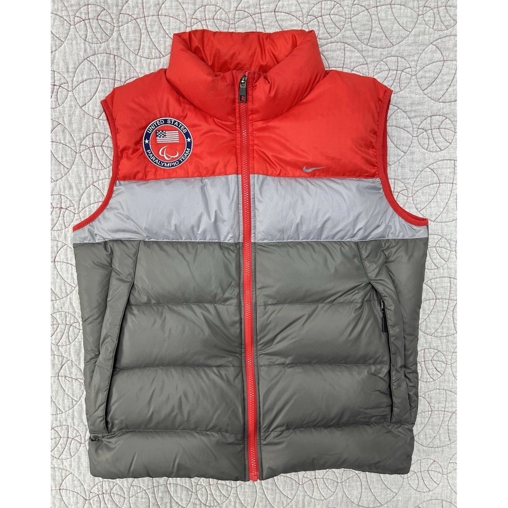 Official United States Paralympic‎ Nike Puffer Vest Men’s Medium Red & Gray